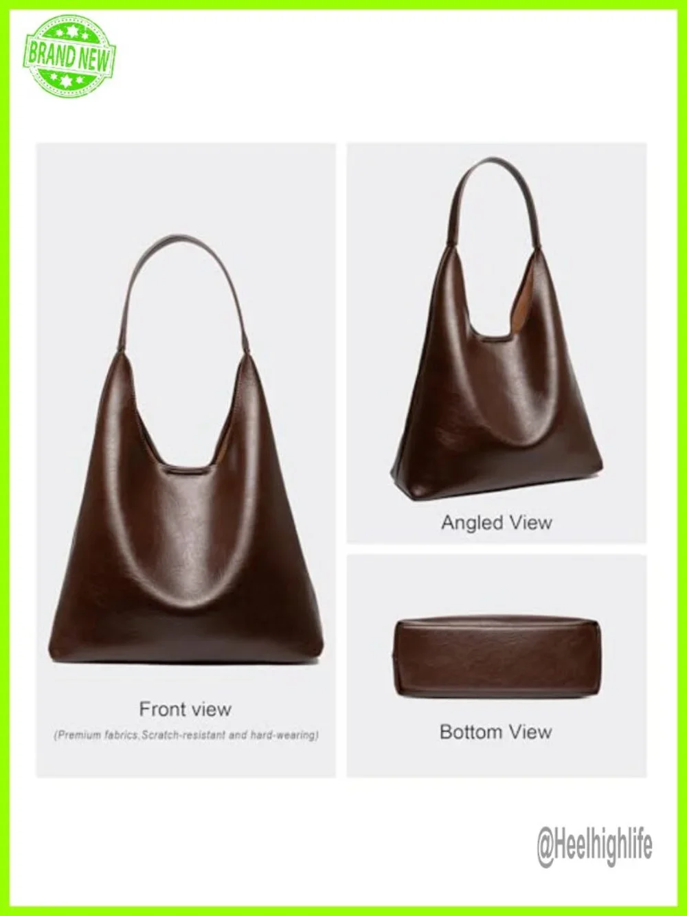 Large Capacity Soft Faux Leather Hobo Shoulder Bag with Inner Pouch